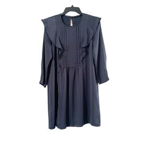 Zara Basic Collection Long Sleeve Gray Ruffle Mini Dress Small